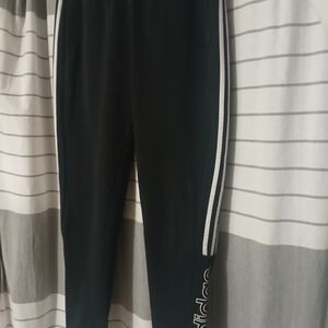 Adidas Black Joggers with White Stripes